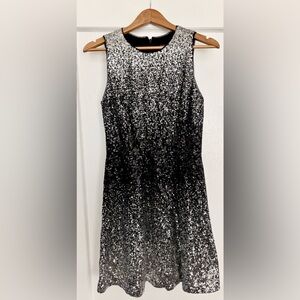 Vince Camuto Black and Silver Sequin Gradient Party Dress